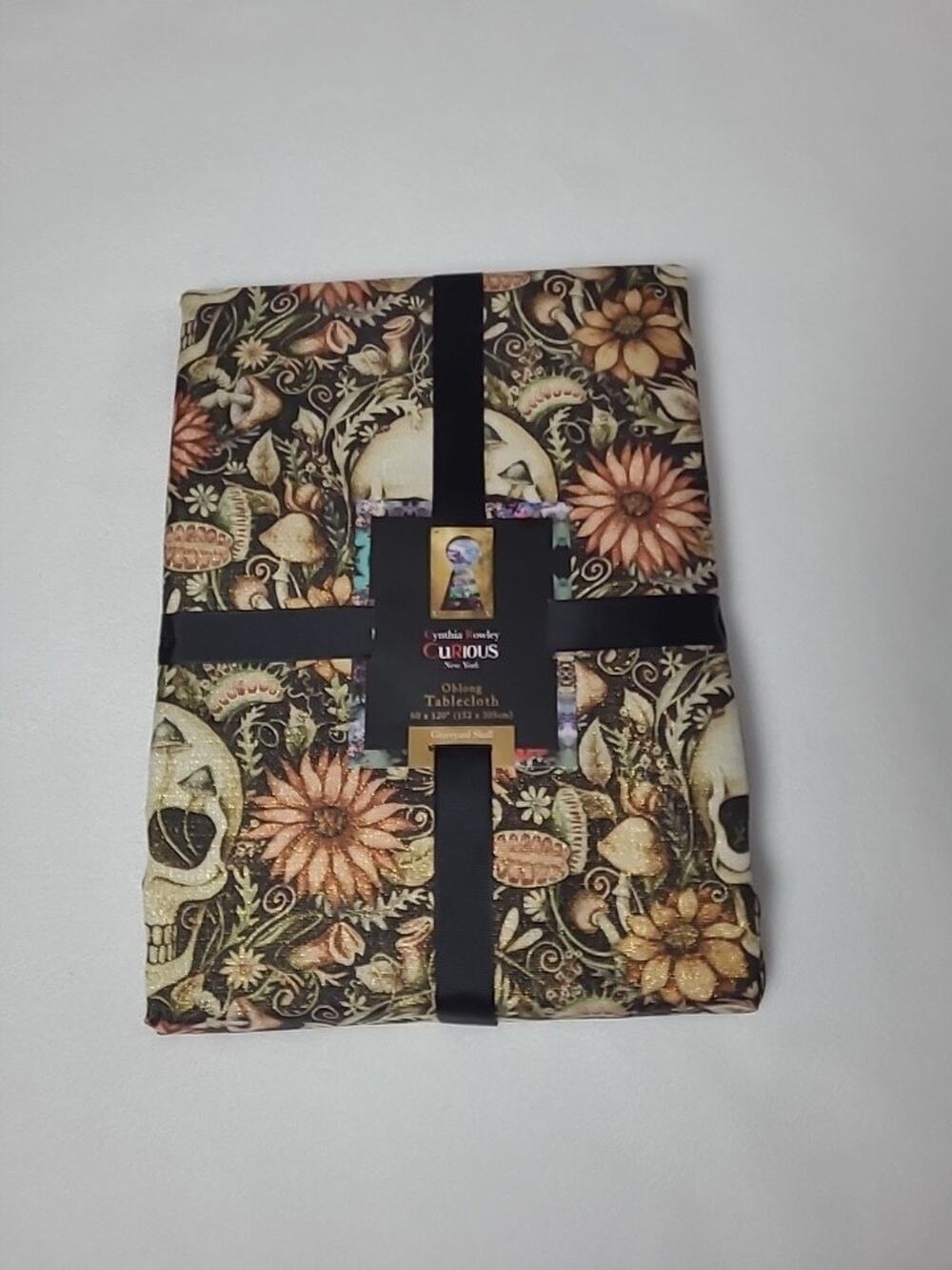 Cynthia Rowley Metallic Graveyard Skull Tablecloth Oblong 60" x 120"